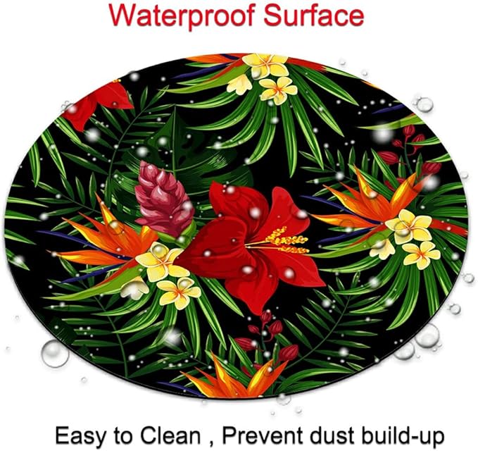 Rainforest Seamless Pattern Tropical Leaves, Tropical Jungle Plants and Exotic Flowers Round Mousepad, Personalized Custom Design Mouse Pads，Mousepad for Laptop Computers(plant1)