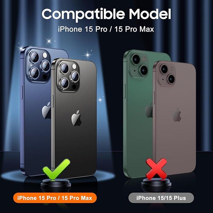 UniqueMe Compatible for 3 Pack iPhone 15 Pro/iPhone 15 Pro Max Camera Lens Protector, [Drop Protection] [Case Friendly] 9H Tempered Glass Camera Cover Screen [2023 New Version] - Grey