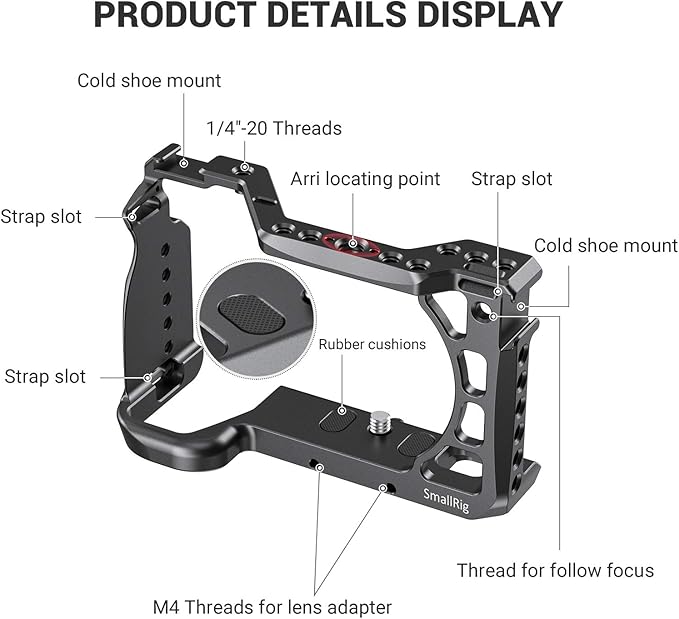 SMALLRIG Cage for Sony Alpha A6600/ILCE 6600 Mirrorless Camera with Cold Shoe Mounts - CCS2493