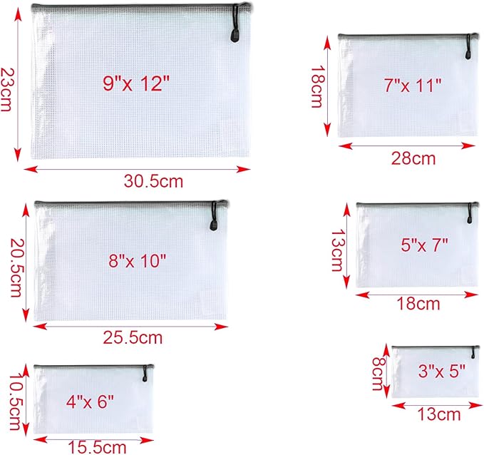 Oaimyy-24PCS-7 x 11" inches-Mesh Zipper Pouch, Plastic Zip File Folders Puzzle Bags for Organizing,for Office Supplies,Travel,Home Storage-Black