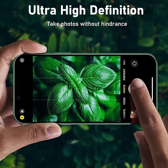UniqueMe for iPhone 13 Pro/iPhone 13 Pro Max Camera Lens Protector, [Strong Drop Protection] [Not Easy to Fall-off] Metal Ring Tempered Glass Rear Camera Screen Cover, Alpine Green