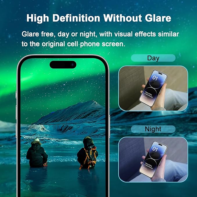 Blue Light Screen Protector for iPhone 14 Pro (6.1")*2 Pack + 2 Pack Camera Lens Protector,Eye Protection,HD Blue Light Blocking Tempered Glass Film, No Bubble, with Easy Installation Kit