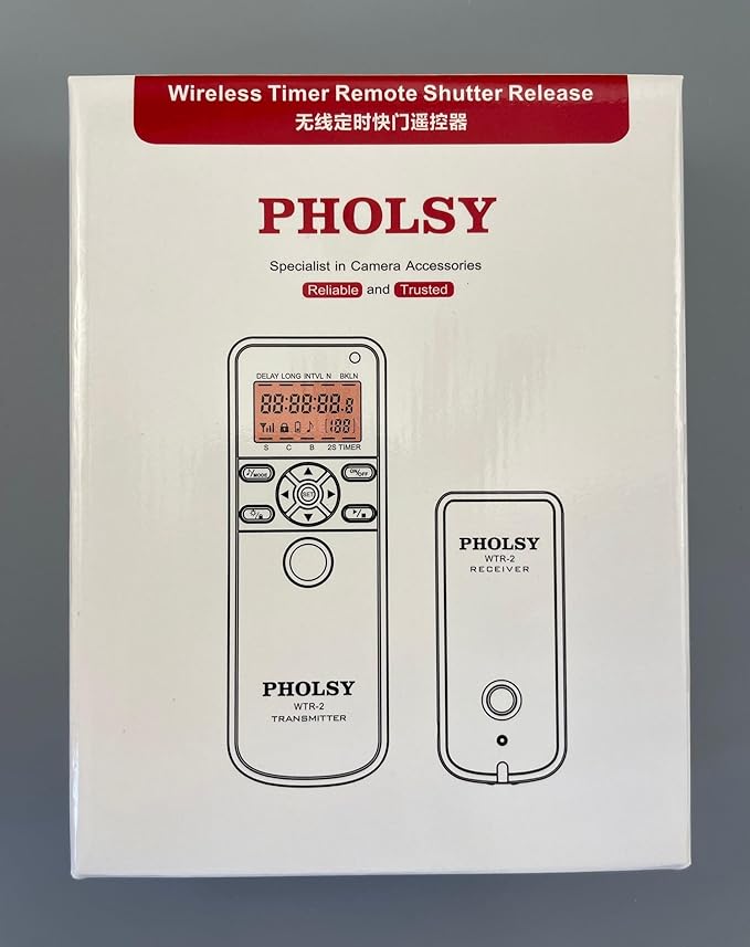 PHOLSY Camera Timer Remote Release Control with Intervalometer HDR for Nikon Z5, Z8, Z9, Z7ii, Z6, Z6ii, D750, D780, D7500, D7200, D5600, D5500, P7700, P7800, P950, D4, D5, D6, D800, D850, D810, D700