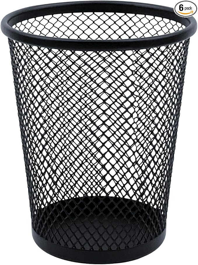 Desk Pencil Pen Holder, Wire Mesh Pen Cup Holder for Desk Organizer and Office Desk Accessories (6 Pack)