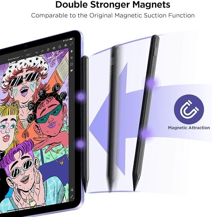 Stylus Pen for iPad 2018-2025, 15Mins Fast Charge for Apple Pencil, Palm Rejection, Compatible with iPad 10/9/8/7/6, iPad Pro 12.9"/11"/13" M4, iPad mini 6/5, iPad Air 5/4/3/11"-13" M2