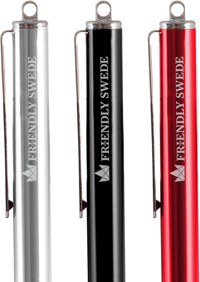 The Friendly Swede Mesh Tip Stylus Pen for Touchscreen — 3-Pack Micro-Knit Capacitive Stylus Pen for iPad & iPhone with 3 Replaceable Fiber Tips, Elastic Lanyards & Screen Cleaning Cloth