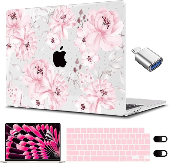 CISSOOK Compatible with MacBook Pro 14 inch 2024 2023 2022 2021 Release M4 M3 M2 M1 Chip A3112 A3185 A3401 A2918 A2992 A2779 A2442 Model, Hard Shell Case with Keyboard Cover&Screen Protector, Pink Bow
