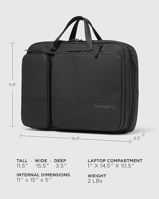 NOMATIC Laptop Bag: Slim Messenger Bag with RFID Pocket, Tech Organizer, Water-Resistant Zippers - 11-13.5L Expansion Design & Laptop Compartment for Work, Travel, or Daily Commute