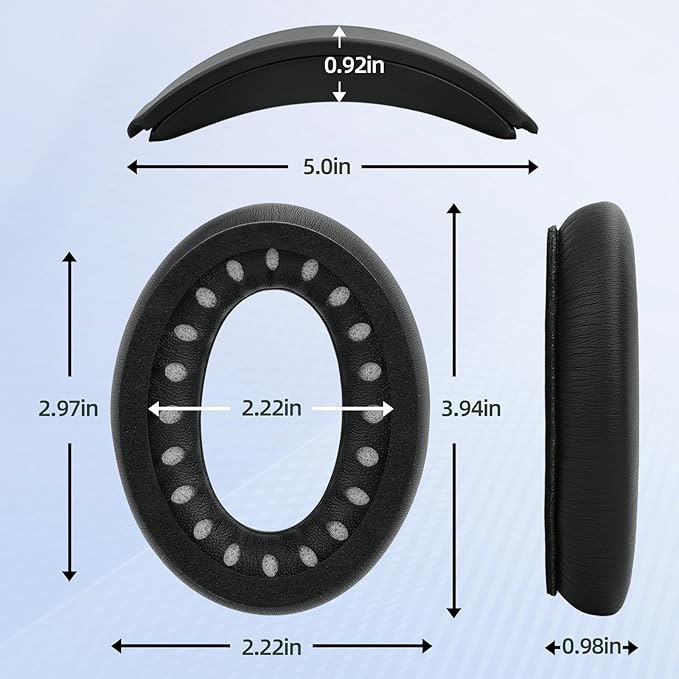 Replacement Headband Cushion and Earpads for Bose QC35 QC45 Headphones with Noise Isolation Memory Foam (Black)