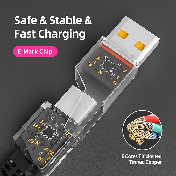 IDISON USB C Cable, 240W MAX 4 in 1 Charging Cord 5FT with E-Mark Chip, Fast Charging USB A/C to C/Lightning Cable for iPhone 16/15/14/13 Series, MacBook/Pad/Android/Tablets and More