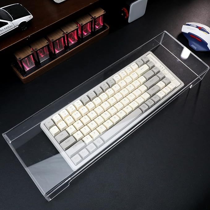 Keyboard Cover Acrylic Keypad Cover: Cabilock Clear Keyboard Dust, Anti Cat, Protector for Desktop, Prevent Cats from Touching (18.5x5.9x1.8 inch)