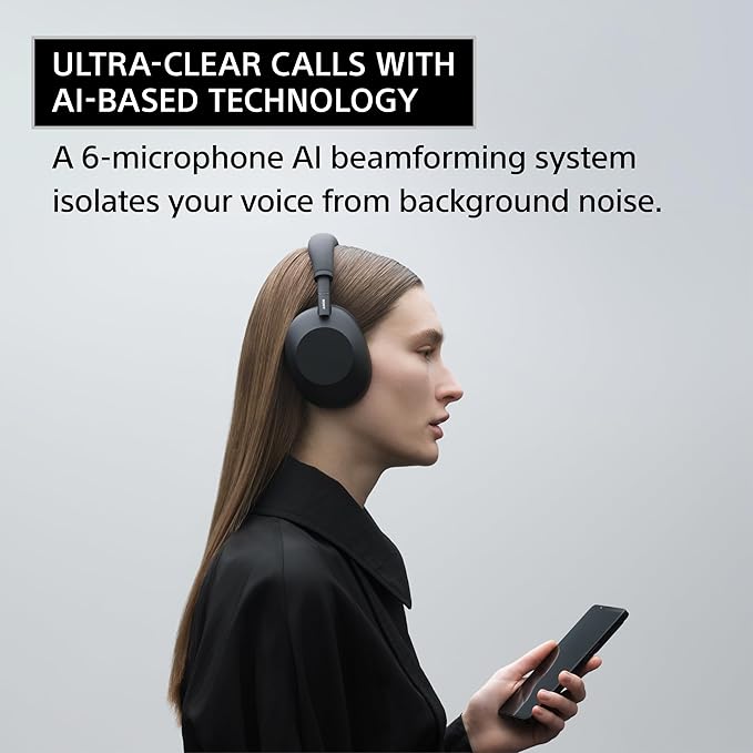Sony WH-1000XM6 The Best Wireless Noise Canceling Headphones, HD NC Processor QN3, 12 Microphones, Adaptive NC Optimizer, Mastered by Engineers, Studio-Quality, 30-Hour Battery, Platinum Silver