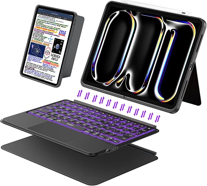 iPad Pro 13 inch Case with Keyboard (M4 2024), Flex Magnetic Detachable Backlit Keyboard for iPad Pro 13, Larger Multi-Trackpad, Landscape/Portrait, 160° Adjustable Stand, Slim Protective Case (Black)