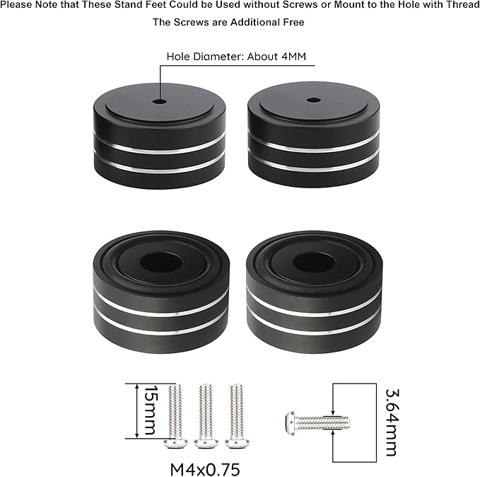 Audiocrast 4X HiFi Speaker Spikes Isolation Stand Feet Pad Aluminum 40x20mm Audio Isolators Amplifier Shock Absorber Non-Slip Hi-End Floor Protector for Subwoofer DAC CD Turntable Amp