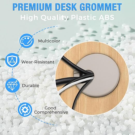 Desk Grommet 2" (50 mm), Desk Cord Hole Cover, Cable Grommet ABS Plastic, Desk Hole Grommet for Office and Home Table Cable, Detachable Cable Cord Organizer (White 8 Pcs)