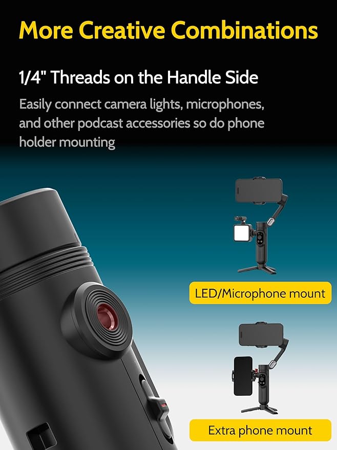 Handheld Gimbal Stabilizer for iPhone 15/14 Android Phone 3-axis Phone Stabilizer for Video Recording Vlogging, Smartphone Gimbal w/RGB Light,AI Tracking for TikTok YouTube(Smart X Kit Black)