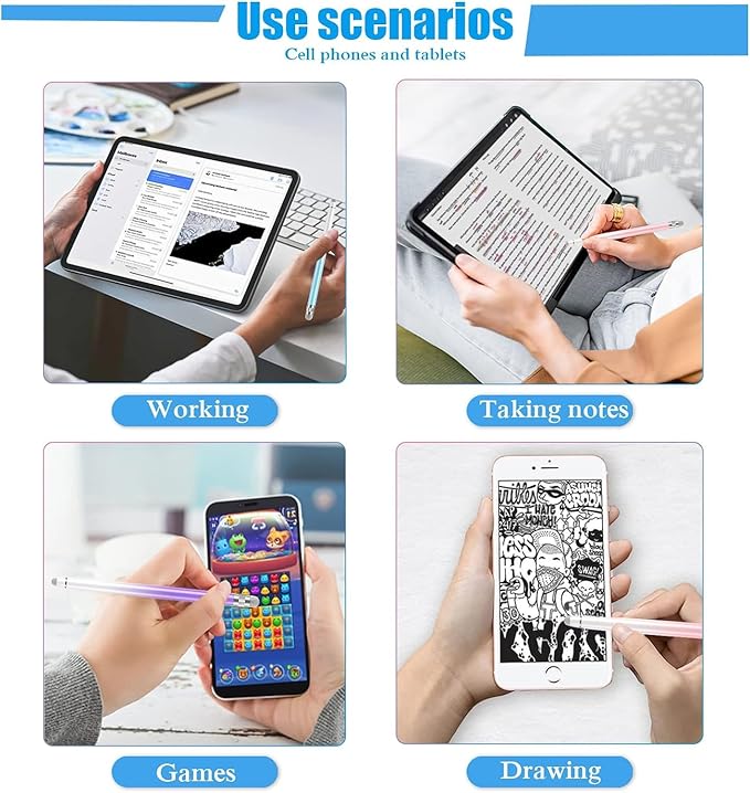 3PCS Stylus Pens for Touch Screens, Stylus Pen for iPhone/iPad/Tablet Android/Microsoft/Surface, Compatible with All Touch Screens(Purple/Pink/Blue)