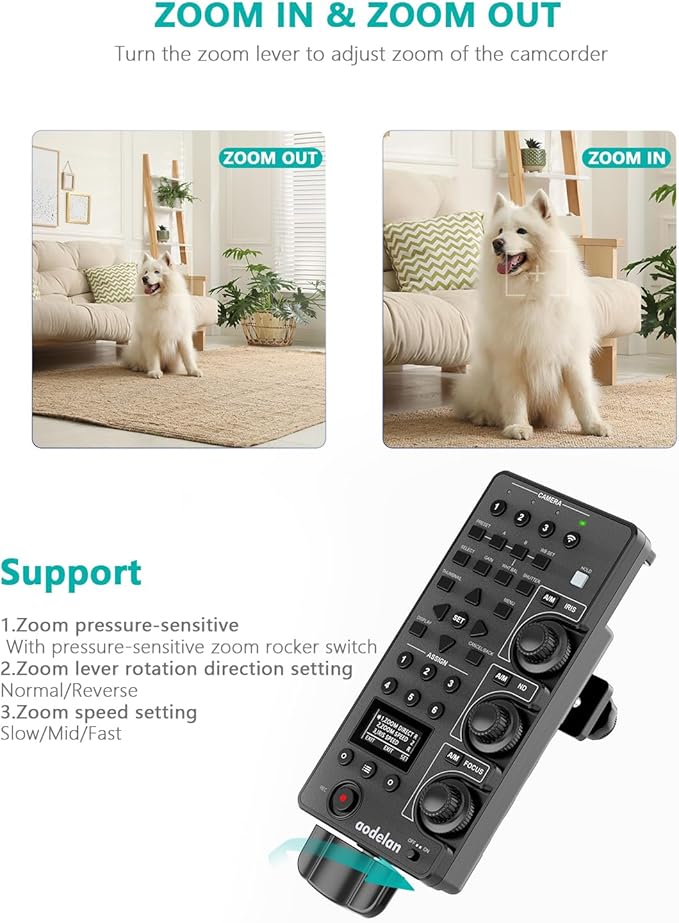 Wireless Camcorder lanc Zoom Controller for Sony - Aodelan Wired Video Camera Remote Control with IRIS Focus Zoom ND Adjust for ILME-FX6,PXW-FX9,PXWZ280V/Z280T,PXWZ190V/Z190T; Replaces Sony RM-30BP