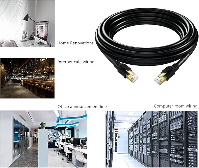 Cat8 Ethernet Cable 150ft, Internet Network Cord, 40Gbps 2000Mhz LAN Wires, High Speed SSTP LAN Cables with Gold Plated RJ45 Connector for Router, Modem, Gaming, Xbox (150ft)