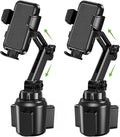 2025 Upgraded Cup Phone Holder for Car, Universal No Shaking Cup Holder Phone Mount with Expandable Base for Car Truck, Adjustable Holders,Compatible with iPhone Samsung All Phones: 2 Pack