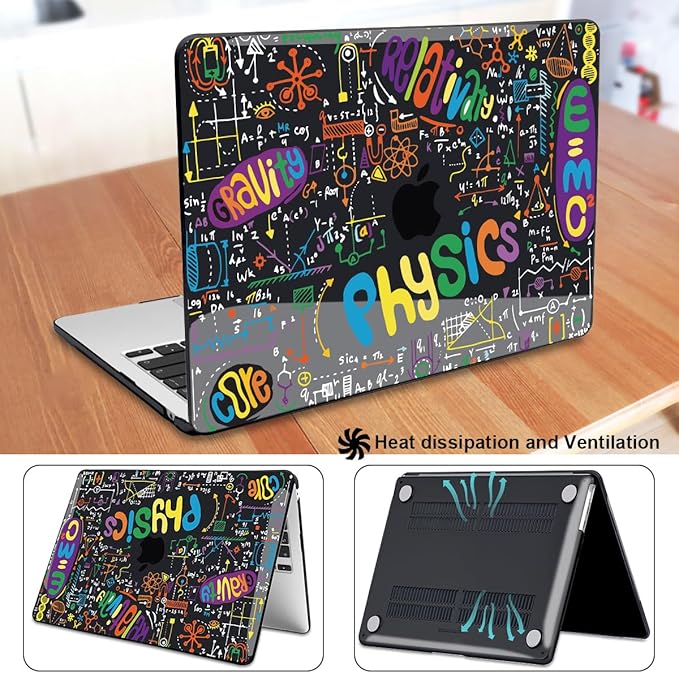 Compatible with MacBook Air 13.6 Inch Case A3240 M4 A3113 M3 A2681 M2 Chip 2025 2024 2023 2022 Release, Crystal Black Pattern Plastic Hard Shell Cover for Mac 13.6 M4, Physical Chemistry