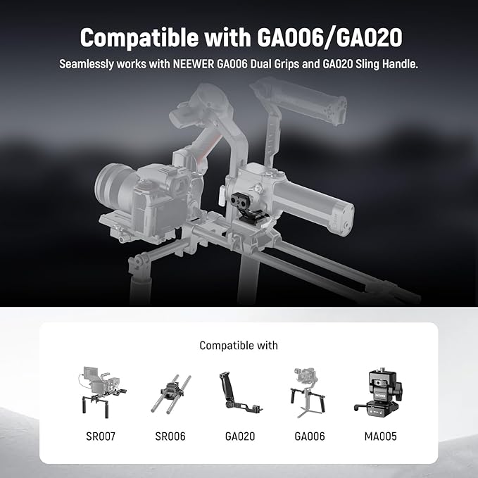 NEEWER Mount Adapter for RS3 & RS4, Arca Type Quick Release Plate with NATO Rail Compatible with DJI RS 3 RS 4 Gimbal Stabilizer Compatible with SmallRig Shoulder Rig V Mount Battery, GA030