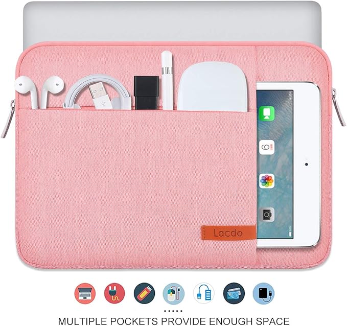 Lacdo Laptop Sleeve Case for 15 inch New MacBook Air M4 A3241 2025, M3 A3114, M2 A2941 2024-2023, 15 inch MacBook Pro A1990 A1707, Dell XPS 15 Plus Computer Case Bag with Accessory Pocket, Peach