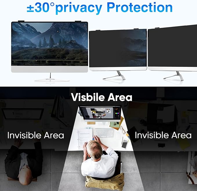 Computer Privacy Screen 23.6 Inch Magnetic, Removable Hanging Privacy Shield for frameless Monitor 16:9 Widescreen, Anti Blue Light, Anti-Glare Protector