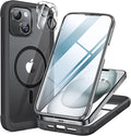 Miracase Magnetic for iPhone 15 Plus Case 6.7'' [Compatible with Magsafe] only for 15 Plus Phone Case Cover with Built-in 9H Tempered Glass Screen Protector,Magnetic Black
