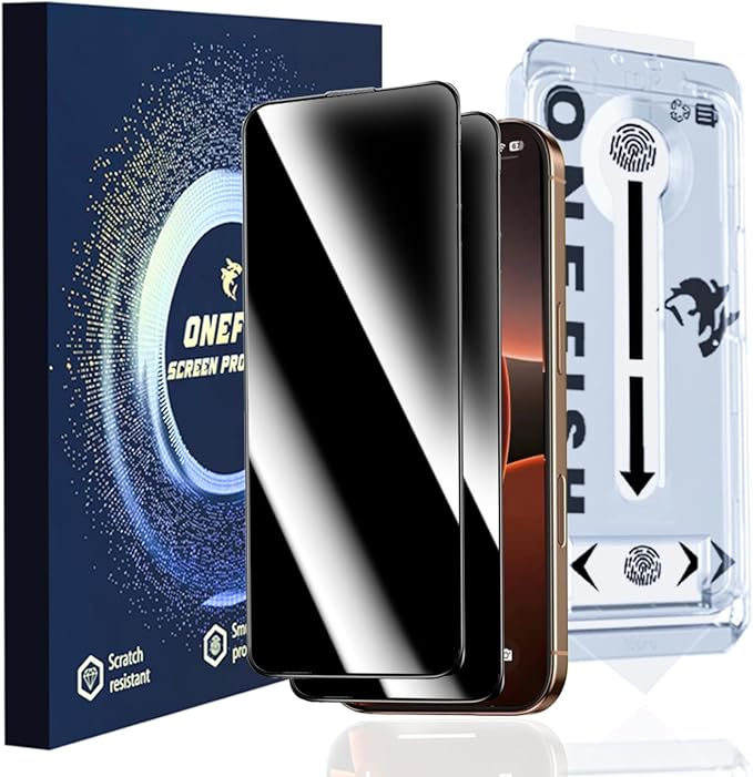 OneFish Full Edge Coverage Tempered Glass Screen Protector for IPhone 16e/ 14/13/ 13 Pro 6.1 inch 2 Pack Edge Reinforcement, Self-Aligning Installation, Case Friendly Privacy Screen Protectors
