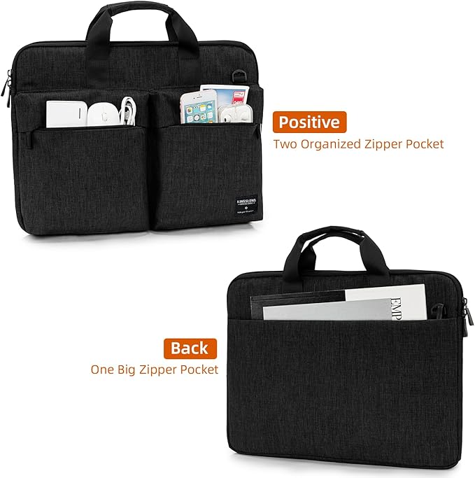 KINGSLONG 15.6 inch Laptop Shoulder Bag,Slim Shockproof Computer Sleeve Notebook Ultrabooks Carrying Case Handbag Cover Fit for Acer Asus Dell Lenovo HP Toshiba, Black