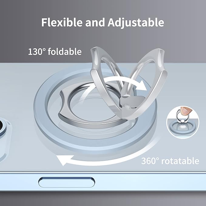 PROfezzion Thin Metal Ring Holder for MagSafe, Removable Strongest Magnetic Phone Grip for iPhone 16 15 14 13 12 Pro Max Plus with Mag-Safe Case [Not for Regular Case] [MagSafe Car Mount Compatible]