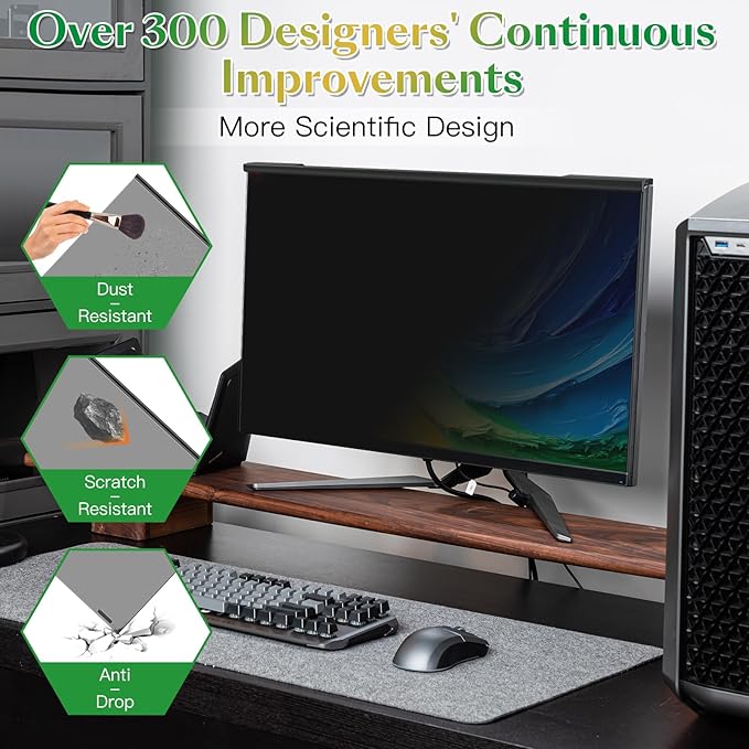 Magnetic Computer Privacy Screen Filter 27 inch for 16:9 Widescreen Monitor Desktop PC, 27in Hanging Removable Anti Blue Light Glare Eye Protection Shield, Anti Spy Screen Protector Panel