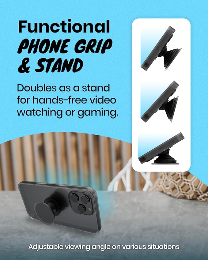 Solid Color Button Phone Grip – Minimalist Design, Durable and Lightweight, Grip and Stand for Smartphones (Hot Pink, Adhesive Type)