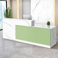 Reception Desk with Counter Modern Checkout Counter with Lockable Drawer Keyboard Tray Receptionist Desk for Office Salon Reception Table Q Right 55inch/140cm