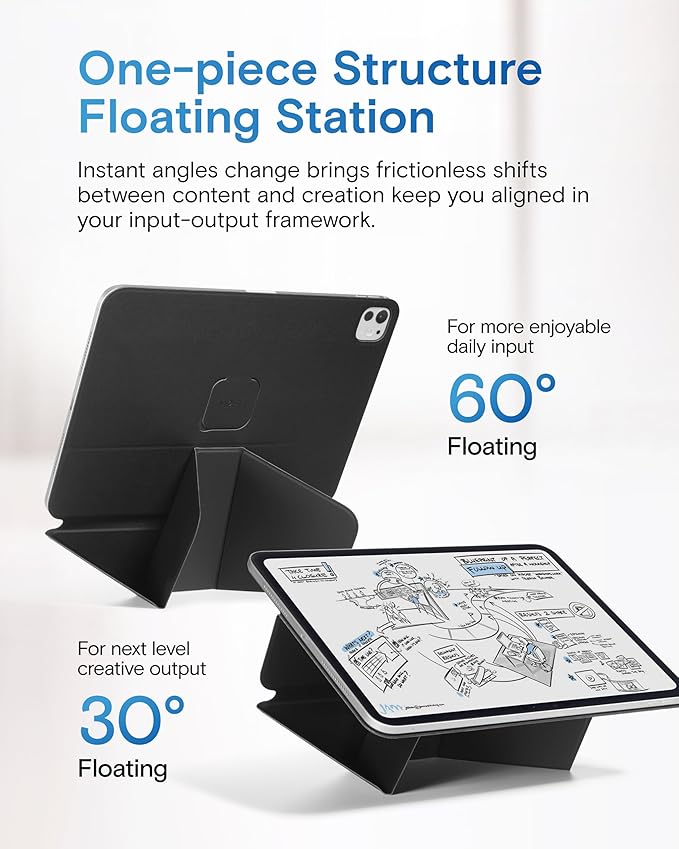 MOFT Dynamic Folio Case for for iPad Air 11-inch M3 M2 2025 2024/10.9 Air 5th 4th Generation 2022 2020, iPad Pro 11 Inch 4th/3rd/2nd Gen, Silm Magnetic Stand Case with 20+ Viewing Angles, Jet Black