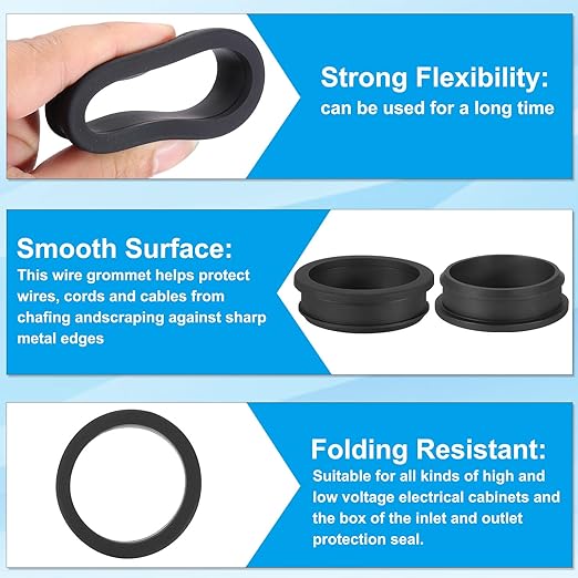PATIKIL 50.6mm / 2 Inch Drill Hole,1-3/4 Inch ID Rubber Grommets, 3Pcs Top Hat Grommet for Wiring Eyelet Ring Gasket Automotive Firewall Cable Hole Plugs Wires Protection, Black
