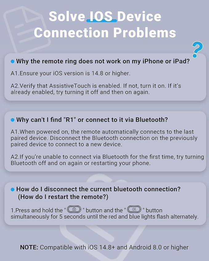 TikTok Scrolling Ring Remote Control, Camera Shutter Remote, Wireless Bluetooth Scrolling Ring for iPhone, iPad, iOS, Android - Purple