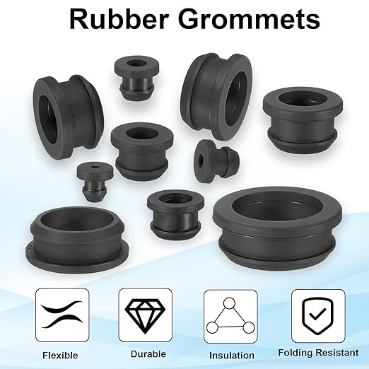 PATIKIL 15mm / 9/16 Inch Drill Hole,7/16 Inch ID Rubber Grommets, 12Pcs Top Hat Grommet for Wiring Eyelet Ring Gasket Automotive Firewall Cable Hole Plugs Wires Protection, Black