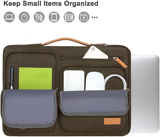 MOSISO 360 Protective Laptop Case 13.3 inch, 13-13.3 inch Laptop Sleeve Compatible with MacBook Air/Pro 13 / Pro 14,HP Dell Acer ASUS,Side Open Carrying Case with 4 Zipper Pockets&Handle, Carob Brown