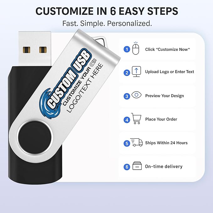 ABLAZE Custom Flash Drive 2GB 100 Pack, Personalized USB Drives Custom USB 2.0 Thumb Drives 100 Pack Memory Stick (Mixcolors)