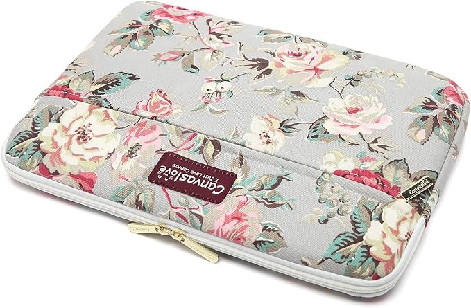 Canvaslove Grey Rose Laptop Sleeve Case Bag with Pocket for MacBook Air 13 inch,iPad Pro 13 inch and 13.3 inch-13.5 inch Laptops