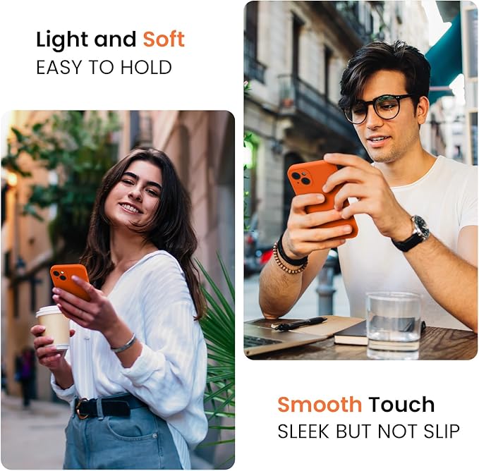 FireNova Designed for iPhone 14 Case, Silicone Upgraded [Camera Protection] Phone Case with [2 Screen Protectors], Soft Anti-Scratch Microfiber Lining Inside, 6.1 inch, Neon Orange