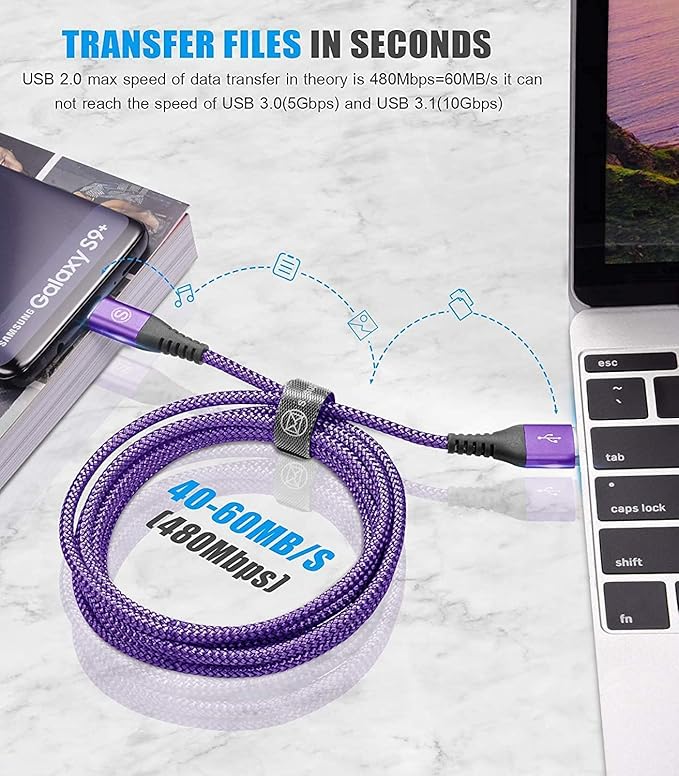 sweguard USB Type C Charger Cable [3-Pack,10ft+6.6ft+3.3ft] iPhone 16 Charger Nylon Braided Cord for iPhone 16 15 Pro Max Plus Samsung Galaxy S24 S23 S22 S21 S20 S10 Note 20 10 A54 Pixel LG Moto PS5