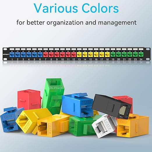 CAT6 RJ45 Keystone Coupler (24 Pack), Cat6 Keystone Jack Female to Female, Cat 6 Inline Keystone Jacks for Wall Plate & Patch Panel, RJ45 Ethernet Coupler Red