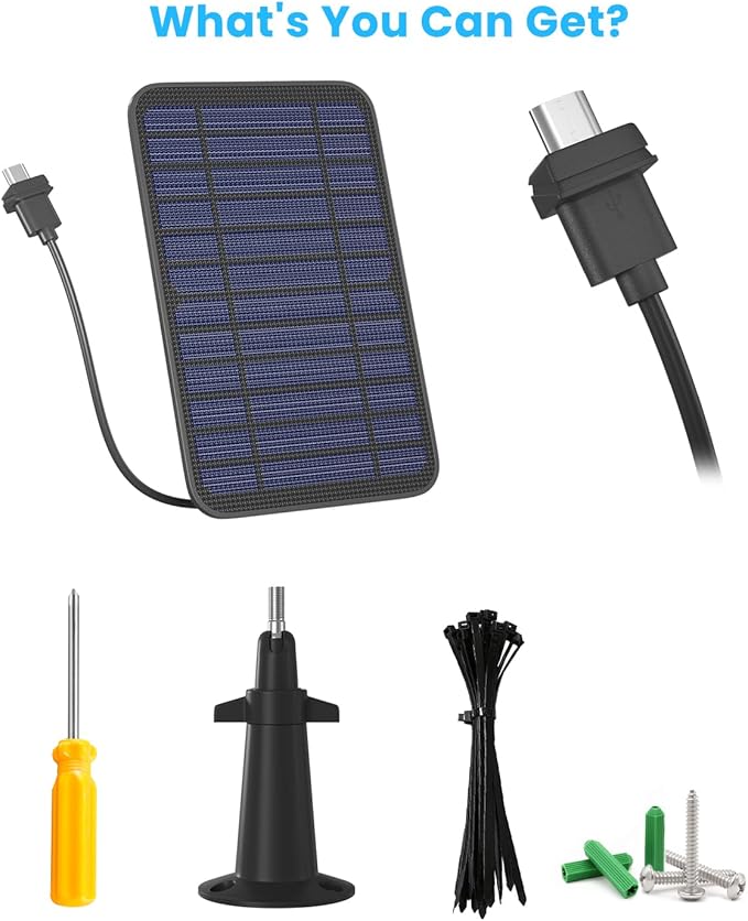 5W Solar Panel Charger Compatible with Blink Outdoor/Outdoor(3rd Gen)/XT XT2 Camera, Solar Panel for Blink Camera, 13.1ft Charging Cable & Rubber Plug, IP65 Weatherproof with Secure Wall Mount, 1 Pack
