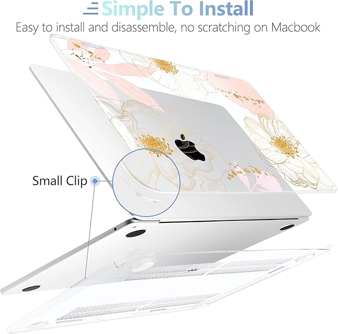 MEEgoodo for M4/M3/M2 MacBook Air 15.3 inch Case 2025 2024 2023, Case Fit Model (A3241/A3114/A2941) for MacBook Air 15 inch, Laptop Hard Shell with Keyboard Cover, Tropical Pink Flowers
