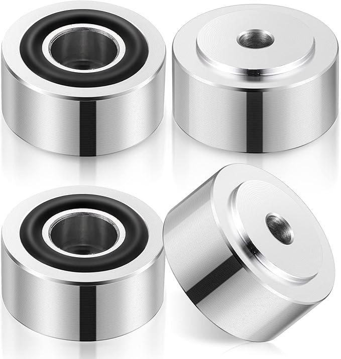Facmogu 4PCS Silver Aluminum Alloy Speaker Isolation Feet, Turntable Isolation Pad for Reduce Vibration & Resonance, Speaker Spike Pads with Non-Slip Rubber Ring for Amplifier HiFi Devices Recorder CD