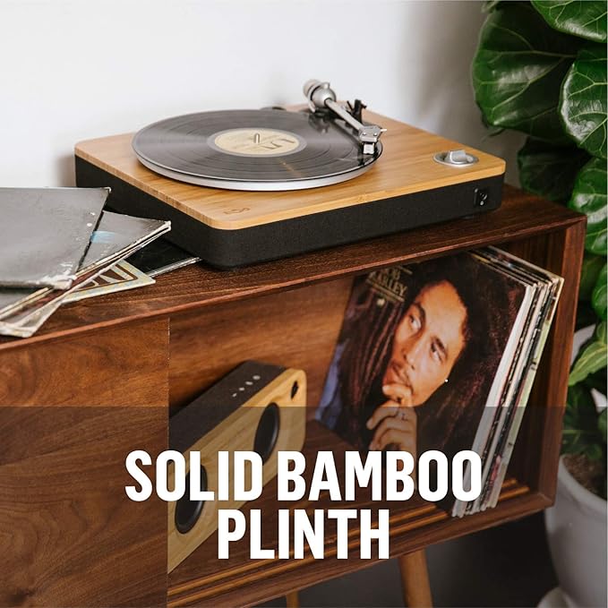 House of Marley Stir It Up Turntable, Vinyl Record Player with 2 Speed Belt Drive for 33/45 RPM, Built in Pre-Amp, Headphone Jack and Made from Sustainable Materials. for Wired Speakers Only