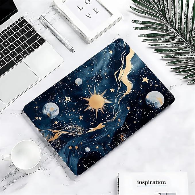 Compatible with MacBook Air 13.3 13.6 Inch Case 2022 2021 2020 2019 Plastic Hard Shell Case Cover,13.3 Pro(A1706/A1708/A1989/A2159/A2289/A2338), Moon and Sun